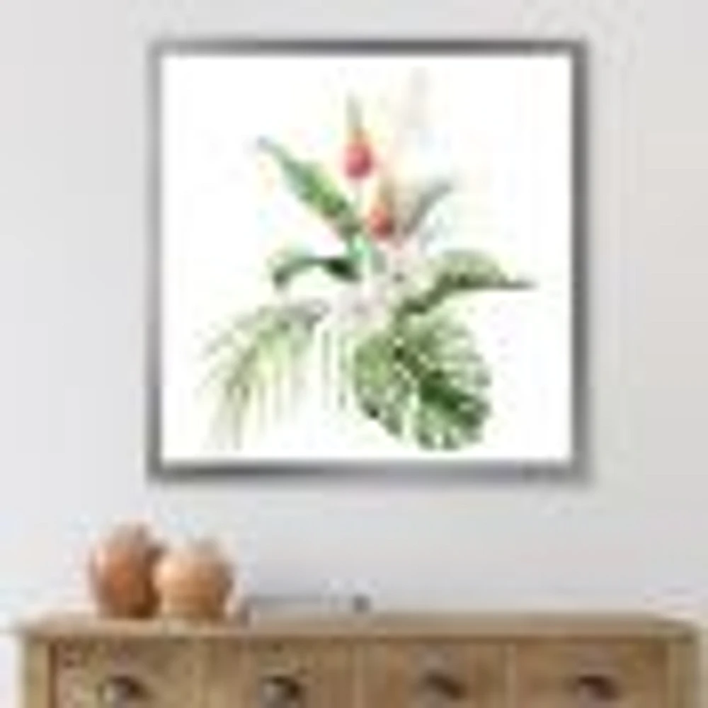 Tropical Bouquet with Lupine Plumeria Palm Leaves  Wall Art