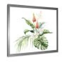 Toile imprimée « Tropical Bouquet with Lupine Plumeria Palm Leaves »