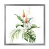 Toile imprimée « Tropical Bouquet with Lupine Plumeria Palm Leaves »