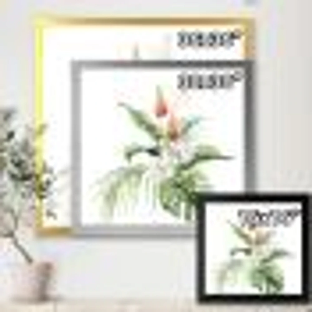 Toile imprimée « Tropical Bouquet with Lupine Plumeria Palm Leaves »