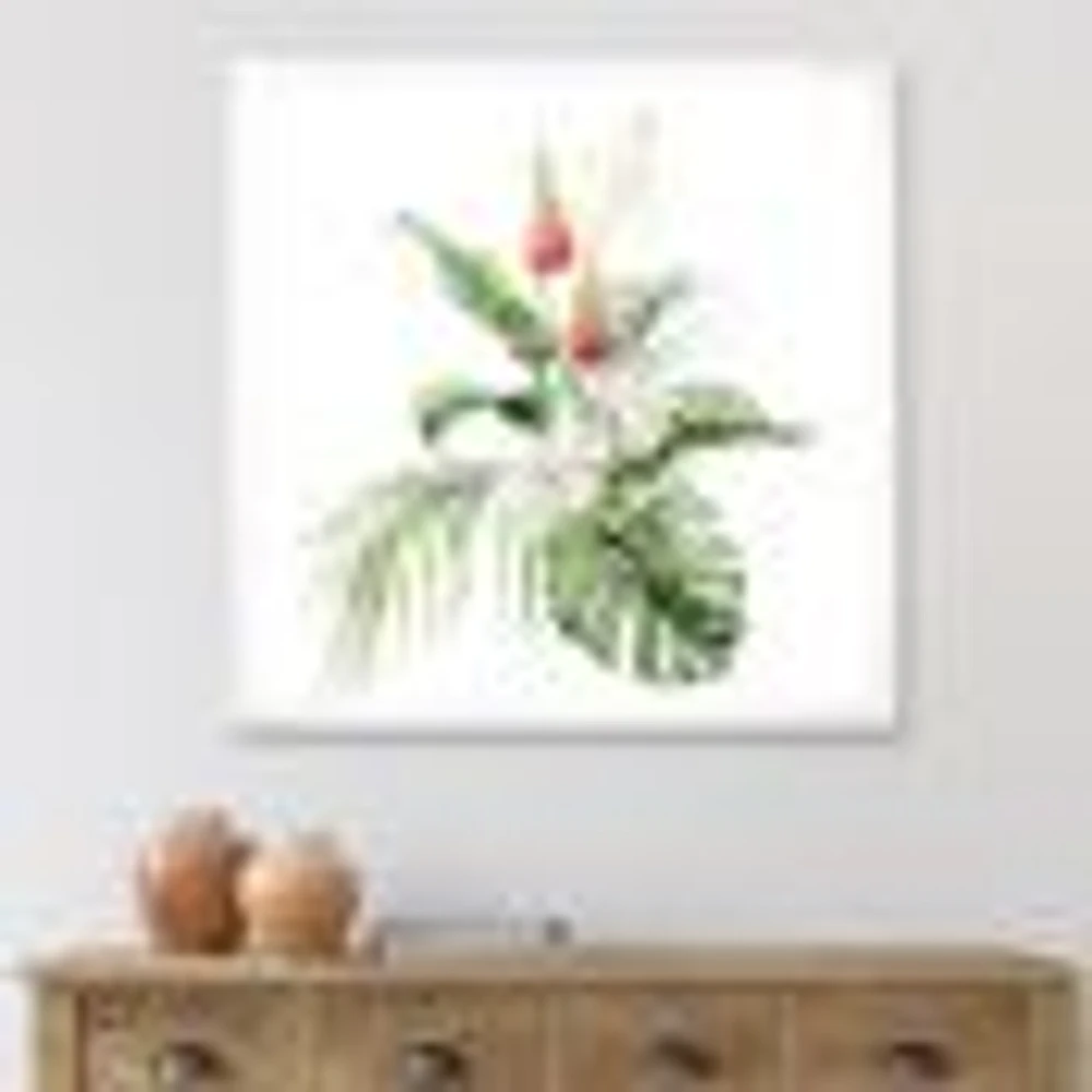 Tropical Bouquet with Lupine Plumeria Palm Leaves  Wall Art