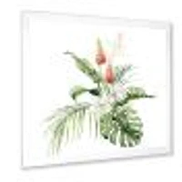 Toile imprimée « Tropical Bouquet with Lupine Plumeria Palm Leaves »