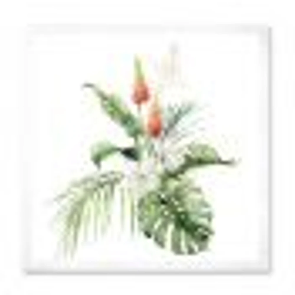 Tropical Bouquet with Lupine Plumeria Palm Leaves  Wall Art