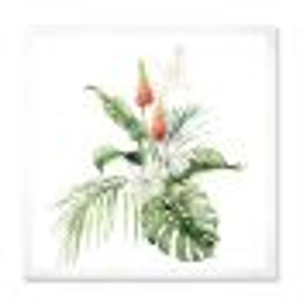 Toile imprimée « Tropical Bouquet with Lupine Plumeria Palm Leaves »