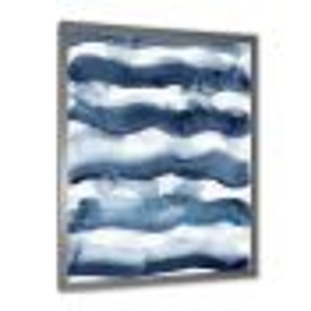 Abstract Classic Blue Waves  Wall Art