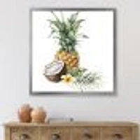 Toile « Pineapple with Coconut Plumeria and Palm Leaves »