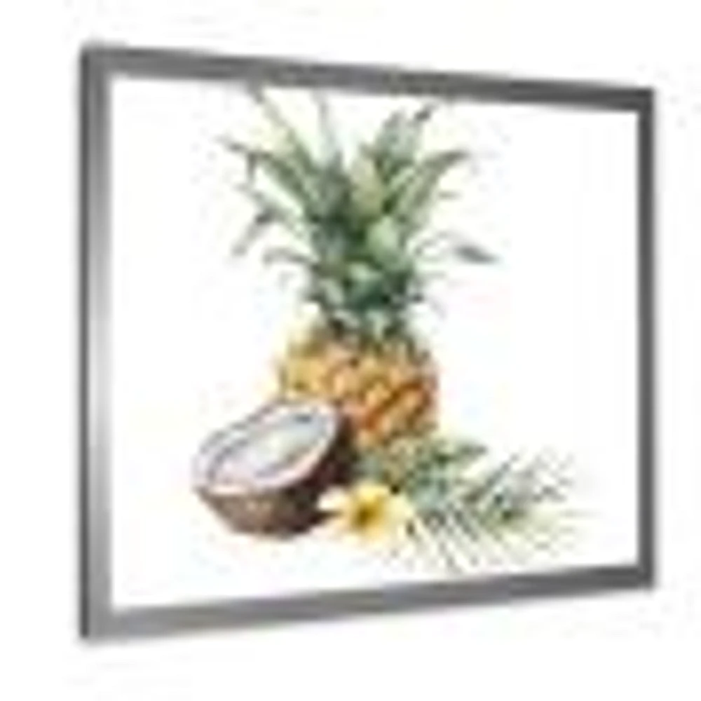 Toile « Pineapple with Coconut Plumeria and Palm Leaves »