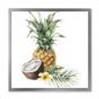 Toile « Pineapple with Coconut Plumeria and Palm Leaves »