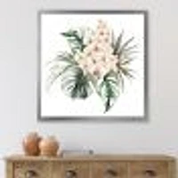 Bouquet with Orchids Monstera and Coconut Leaves Canvas Wall Art Print
