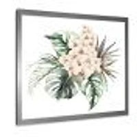 Bouquet with Orchids Monstera and Coconut Leaves Canvas Wall Art Print