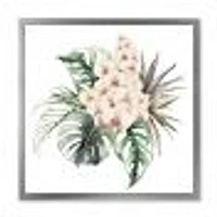 Bouquet with Orchids Monstera and Coconut Leaves Canvas Wall Art Print