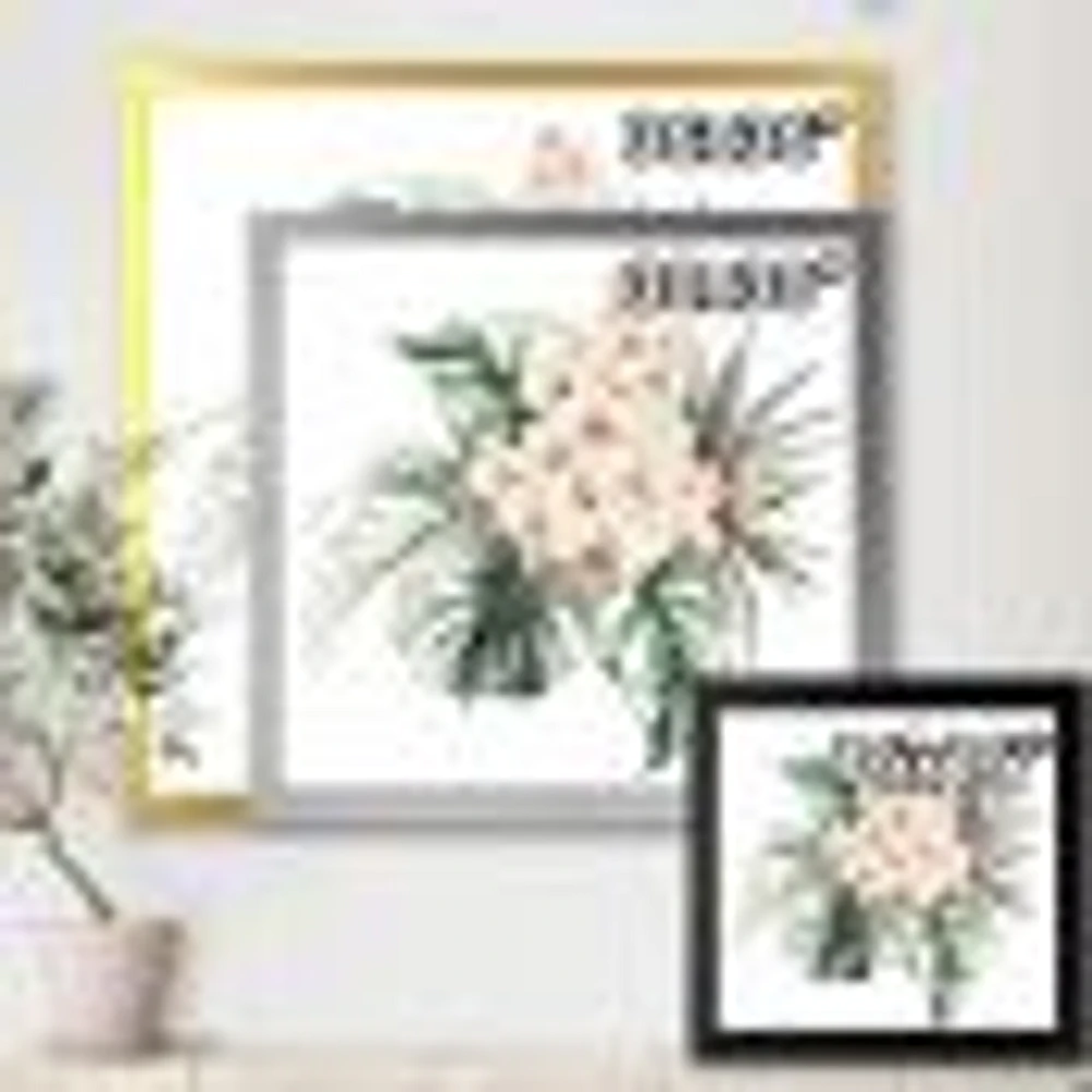 Bouquet with Orchids Monstera and Coconut Leaves Canvas Wall Art Print
