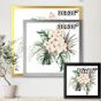 Bouquet with Orchids Monstera and Coconut Leaves Canvas Wall Art Print