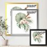 Tropical Bouquet with Orchids Palm Leaves  Canvas Wall Art Print