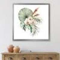 Tropical Bouquet with Orchids Palm Leaves  Canvas Wall Art Print