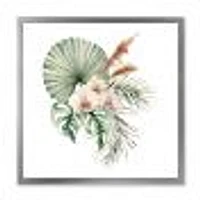 Tropical Bouquet with Orchids Palm Leaves  Canvas Wall Art Print