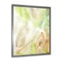 Pastel Abstract with Green Brown and Beige Spots Canvas Wall Art Print
