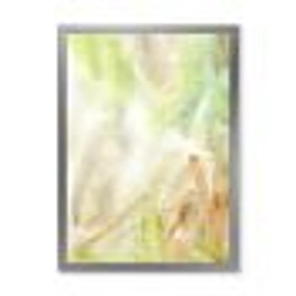 Pastel Abstract with Green Brown and Beige Spots Canvas Wall Art Print
