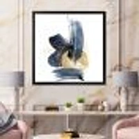 Landscape of Dark Blue Mountains & Gold Strokes II  Wall Art