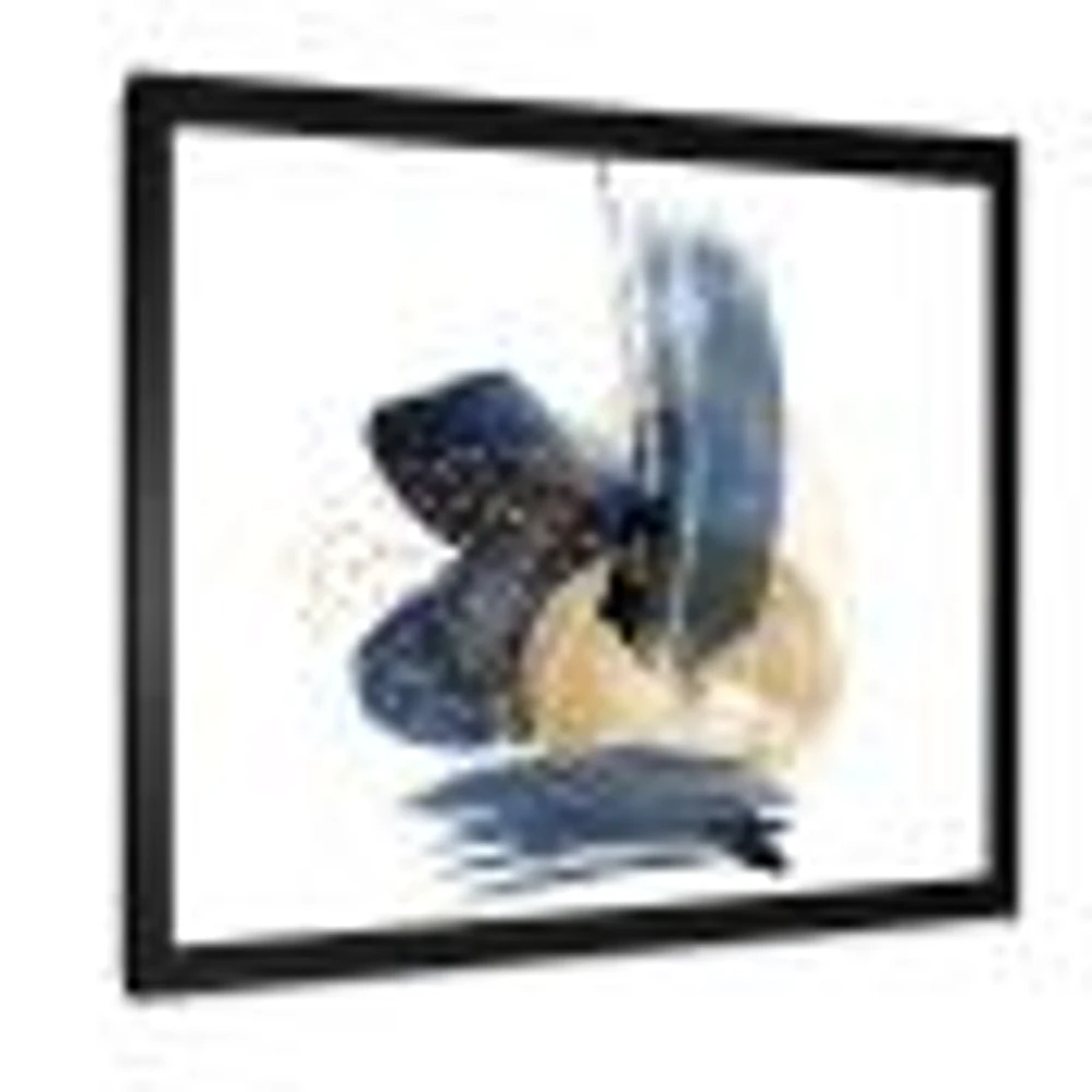 Landscape of Dark Blue Mountains & Gold Strokes II  Wall Art