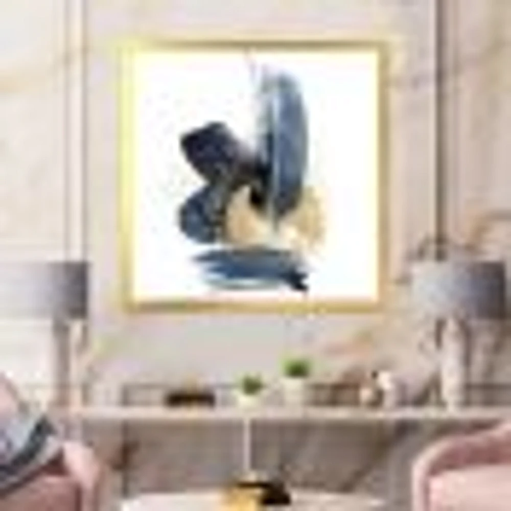 Landscape of Dark Blue Mountains & Gold Strokes II  Wall Art