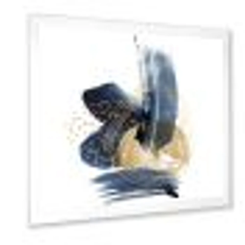 Landscape of Dark Blue Mountains & Gold Strokes II  Wall Art