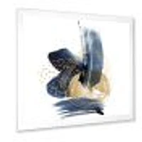 Landscape of Dark Blue Mountains & Gold Strokes II  Wall Art