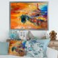 Boats Resting on The Water Near Coastal Town III  Canvas Wall Art Print