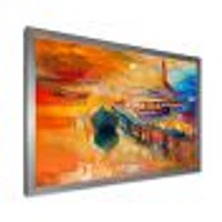 Boats Resting on The Water Near Coastal Town III  Canvas Wall Art Print