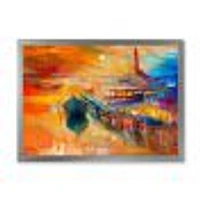Boats Resting on The Water Near Coastal Town III  Canvas Wall Art Print