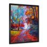 Little Road Through Red Autumn Landscape Wall Art