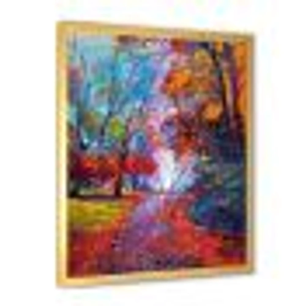 Little Road Through Red Autumn Landscape Wall Art