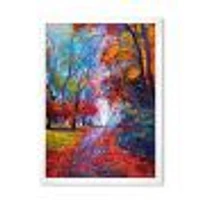 Little Road Through Red Autumn Landscape Wall Art