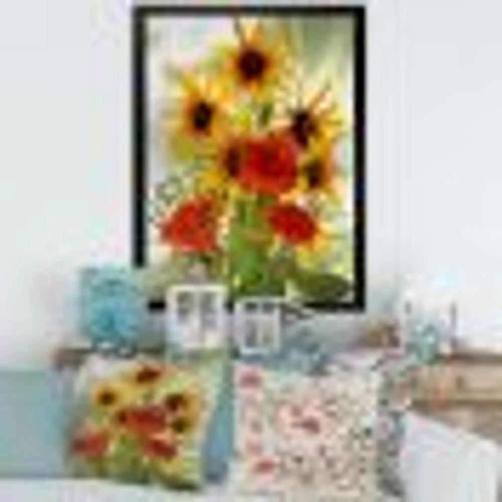SunFlowers and Poppies The Wild  Canvas Wall Art Print