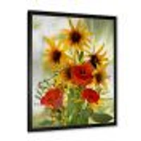 SunFlowers and Poppies The Wild  Canvas Wall Art Print