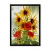SunFlowers and Poppies The Wild  Canvas Wall Art Print