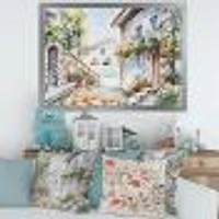 Sunny Day At The City Cozy Street  Canvas Wall Art Print