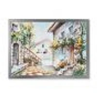 Sunny Day At The City Cozy Street  Canvas Wall Art Print