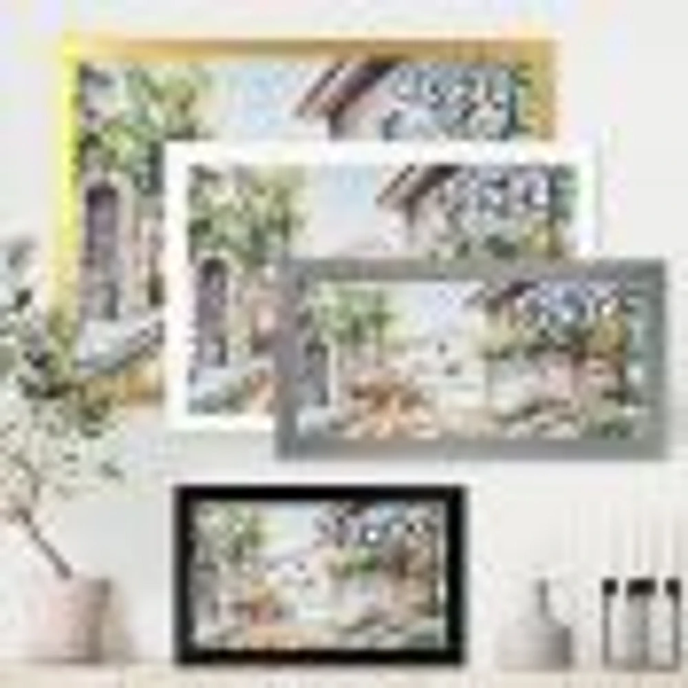 Sunny Day At The City Cozy Street  Canvas Wall Art Print