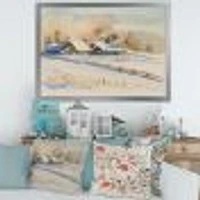 Small VIllage At Sunset Covered with Snow  Canvas Wall Art Print