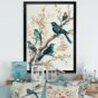 Multicolor Birds On Plum Blossoms Tree IX Wall Art