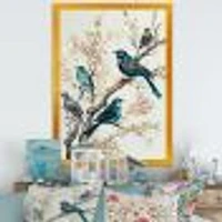 Multicolor Birds On Plum Blossoms Tree IX Wall Art