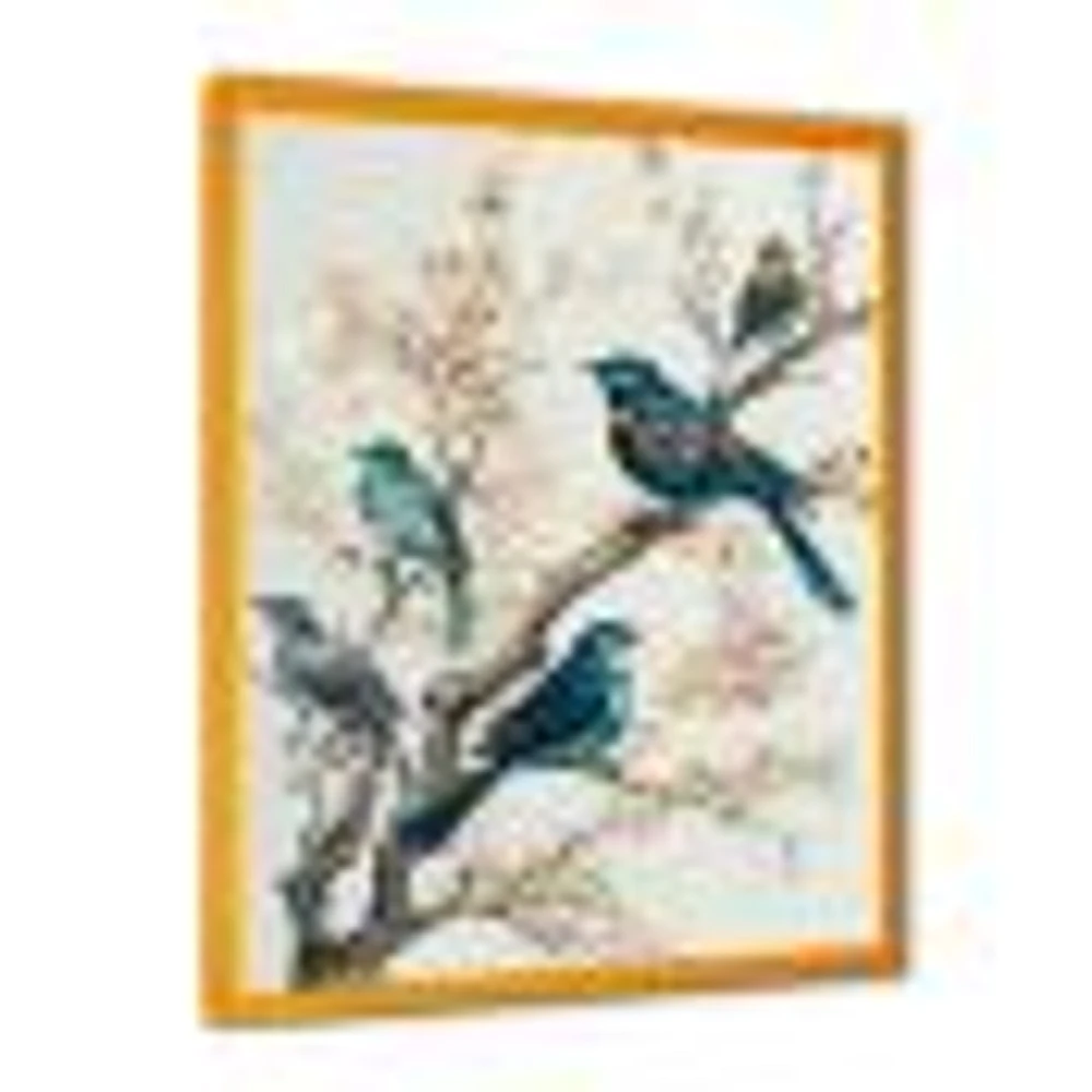 Multicolor Birds On Plum Blossoms Tree IX Wall Art