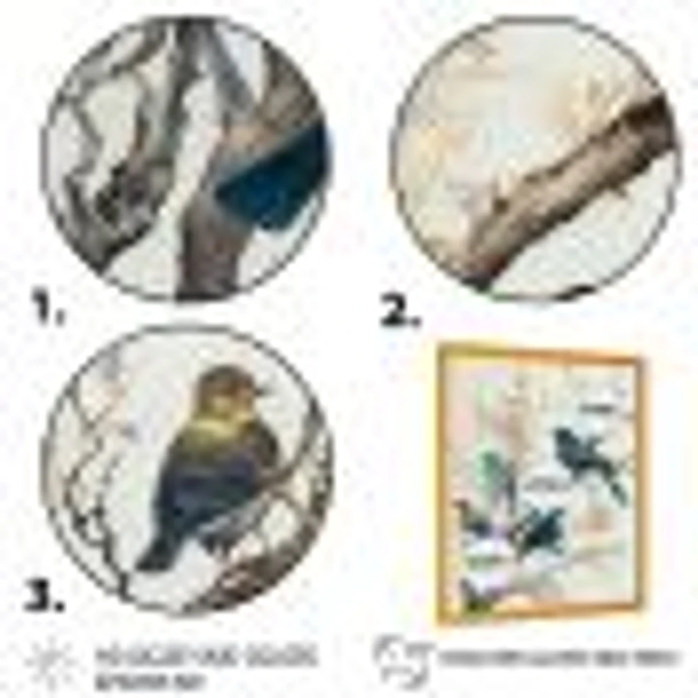 Multicolor Birds On Plum Blossoms Tree IX Wall Art