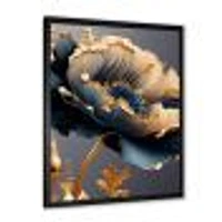 Deep Blue And Gold Single Flower VI Wall Art