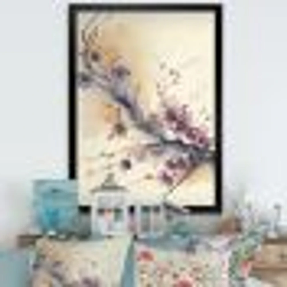 Pink And Plum Cherry Blossom Branch IV Wall Art