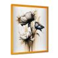 White Gerbera Flower On Golden Beige Paint Wall Art