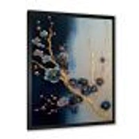 Blue and Gold Cherry Blossom Branch Wall Art