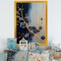 Blue and Gold Cherry Blossom Branch Wall Art