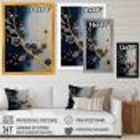 Blue and Gold Cherry Blossom Branch Wall Art